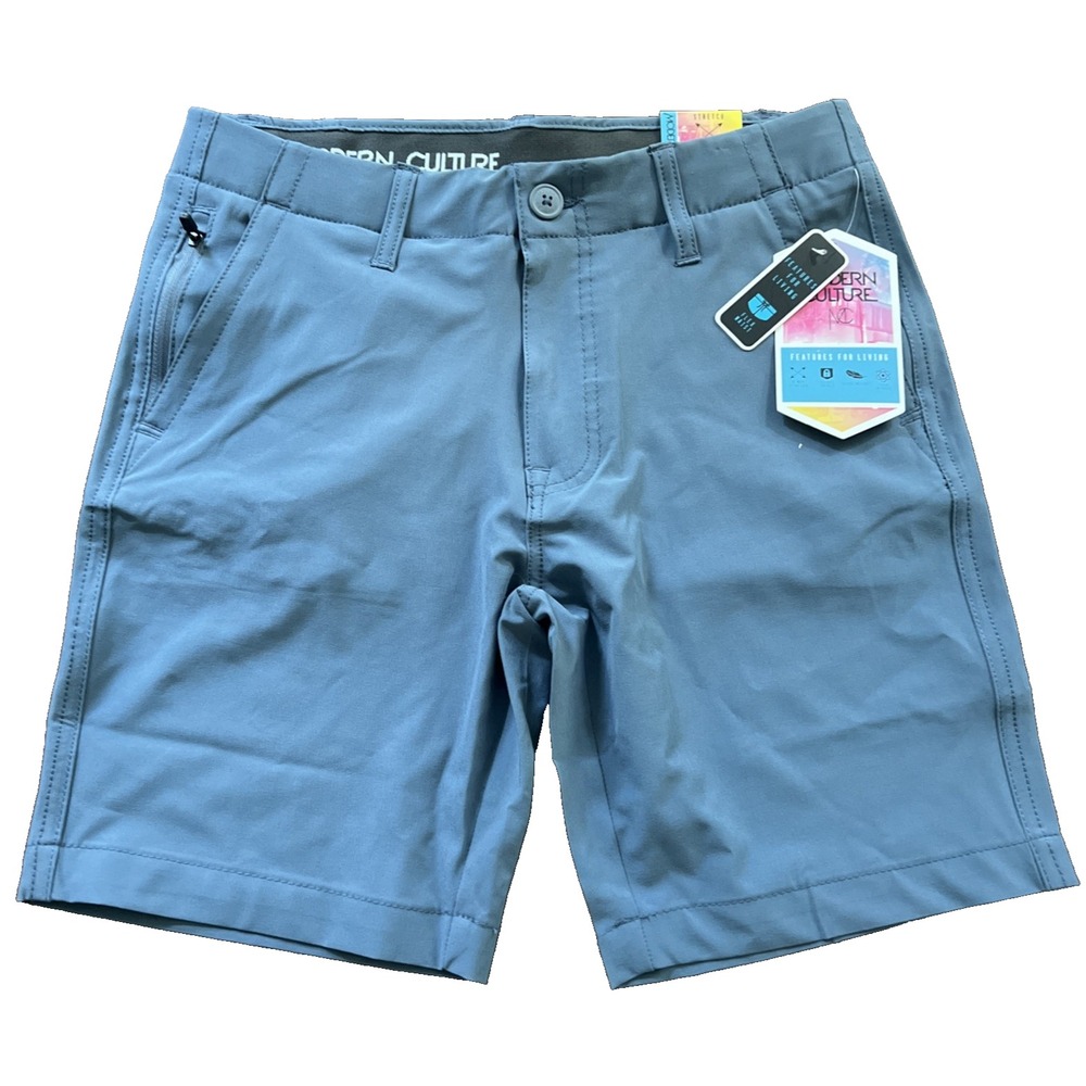 Men's SZ 29 tech hybrid chino shorts Zip Pocket stretch blue lightweight $45